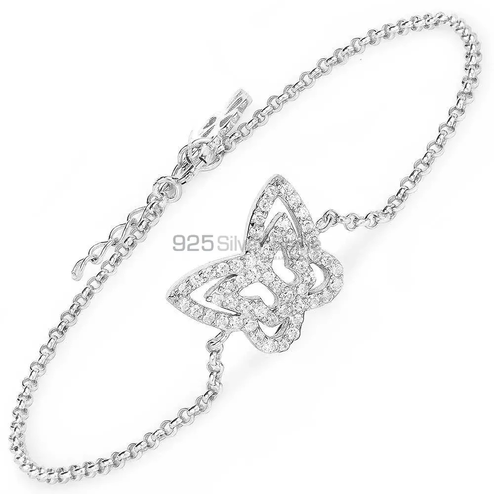Solid Sterling Silver Bracelets In CZ Gemstone Jewelry 925SB151