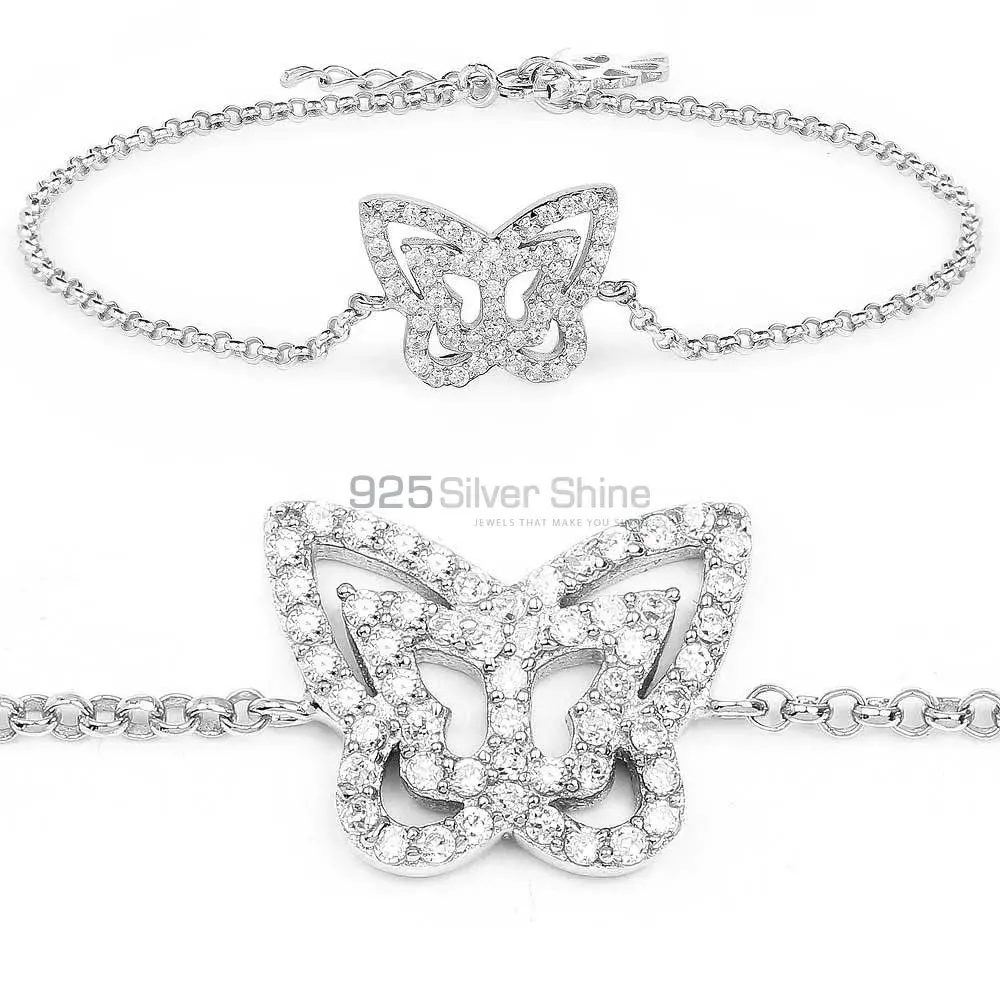 Solid Sterling Silver Top Quality Bracelets In CZ Gemstone Jewelry 925SB151_0