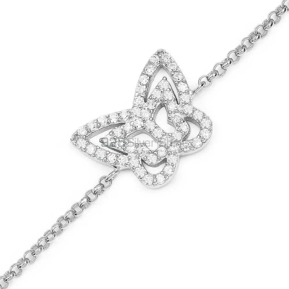 Solid Sterling Silver Bracelets In CZ Gemstone Jewelry 925SB151_1