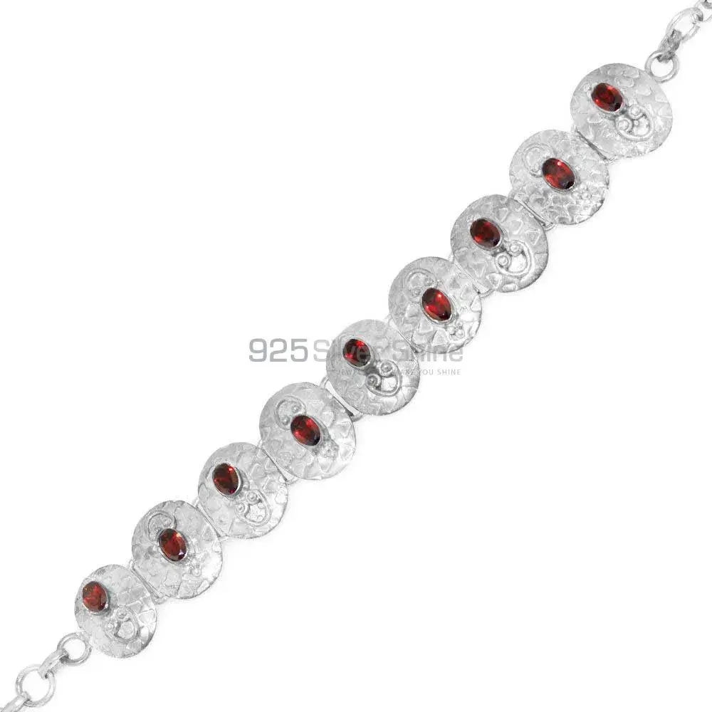 Solid Sterling Silver Top Quality Bracelets In Garnet Gemstone Jewelry 925SB249