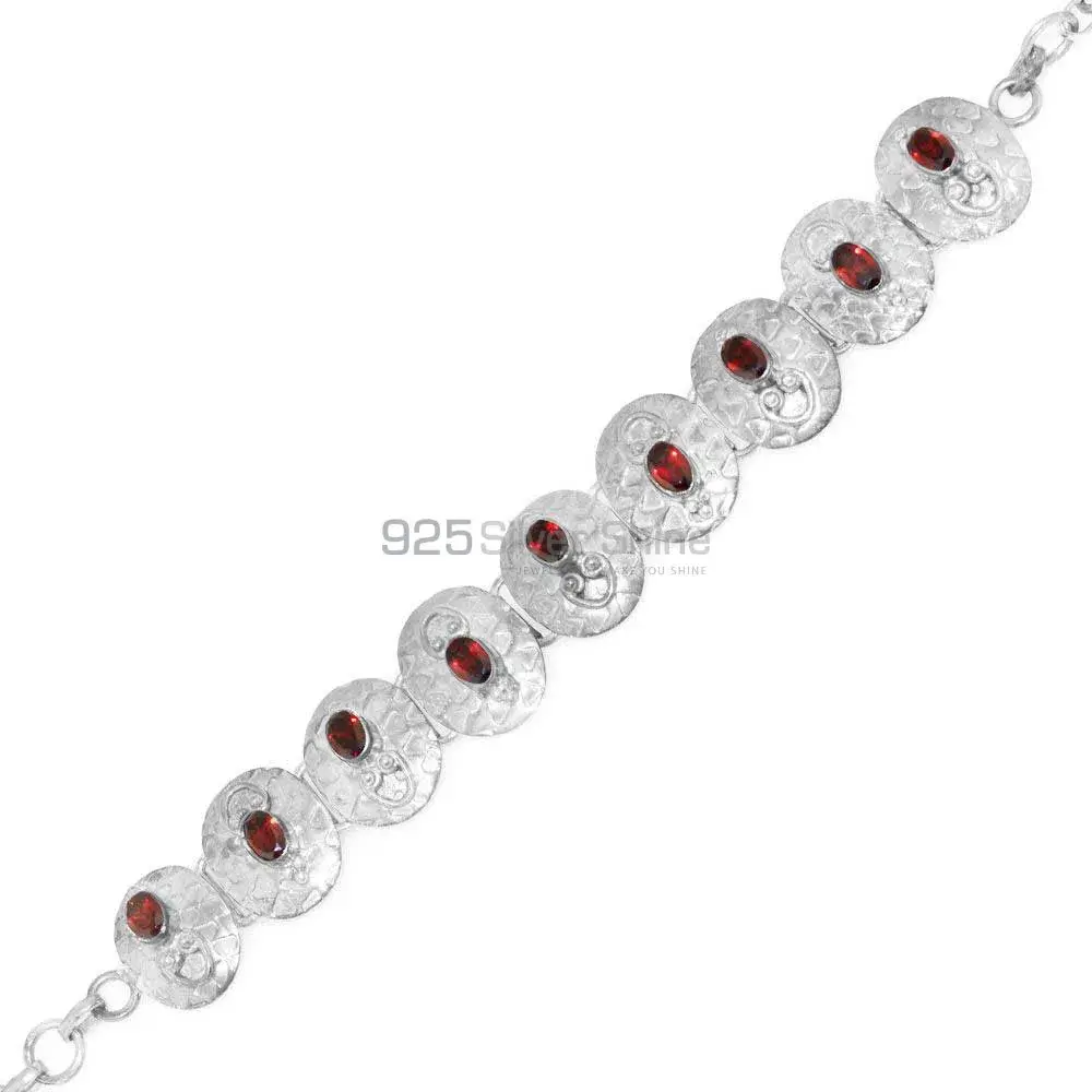 Solid Sterling Silver Bracelets In Garnet Gemstone Jewelry 925SB249