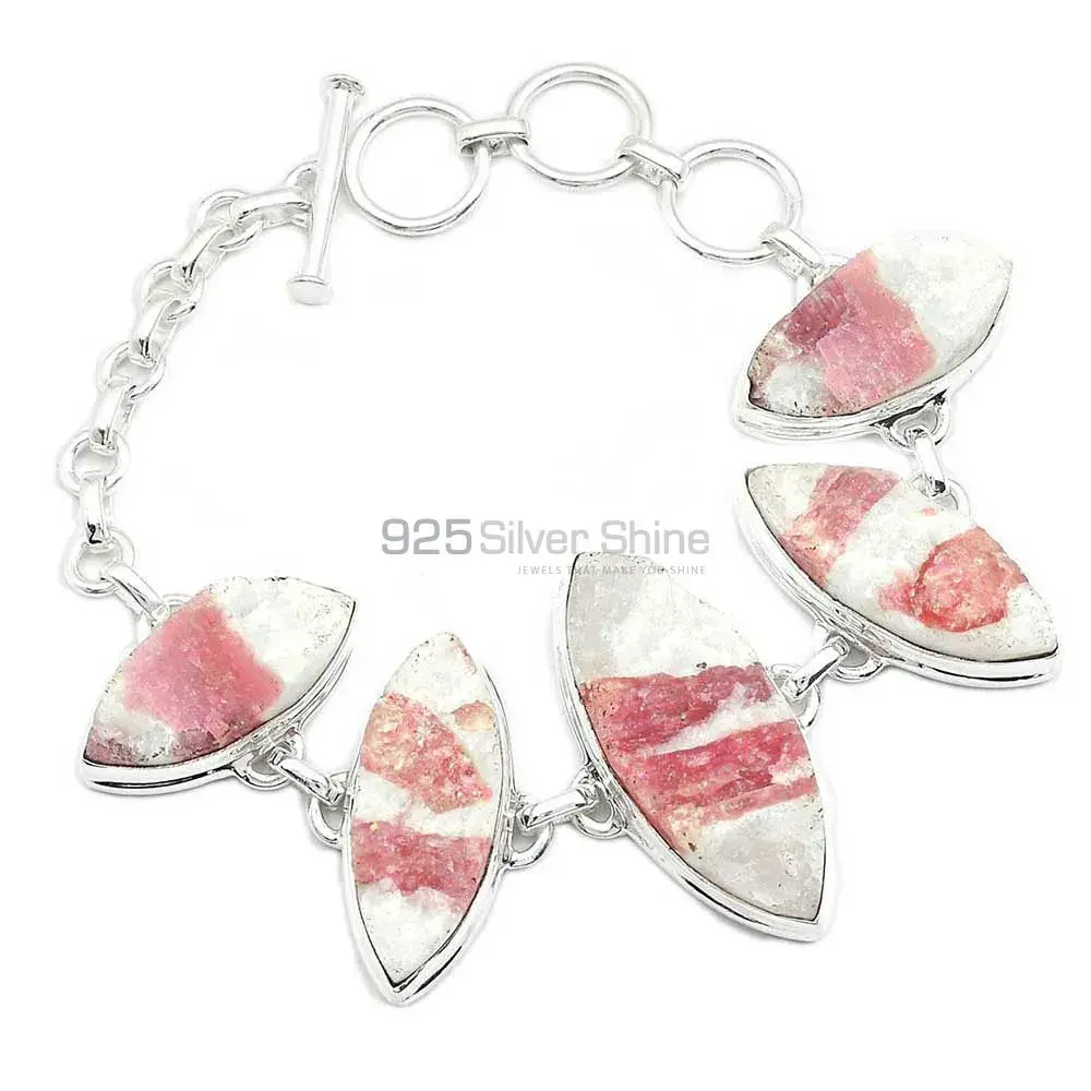 Solid Sterling Silver Bracelets In cinnabar in Quartz Gemstone Jewelry 925SB291-3