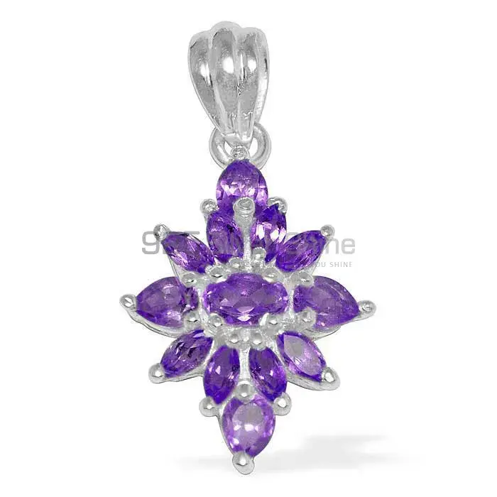 Solid Sterling Silver Pendants In Amethyst Gemstone Jewelry 925SP1517_0