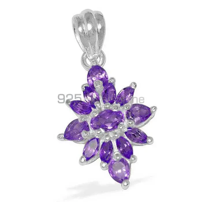 Solid Sterling Silver Pendants In Amethyst Gemstone Jewelry 925SP1517_1