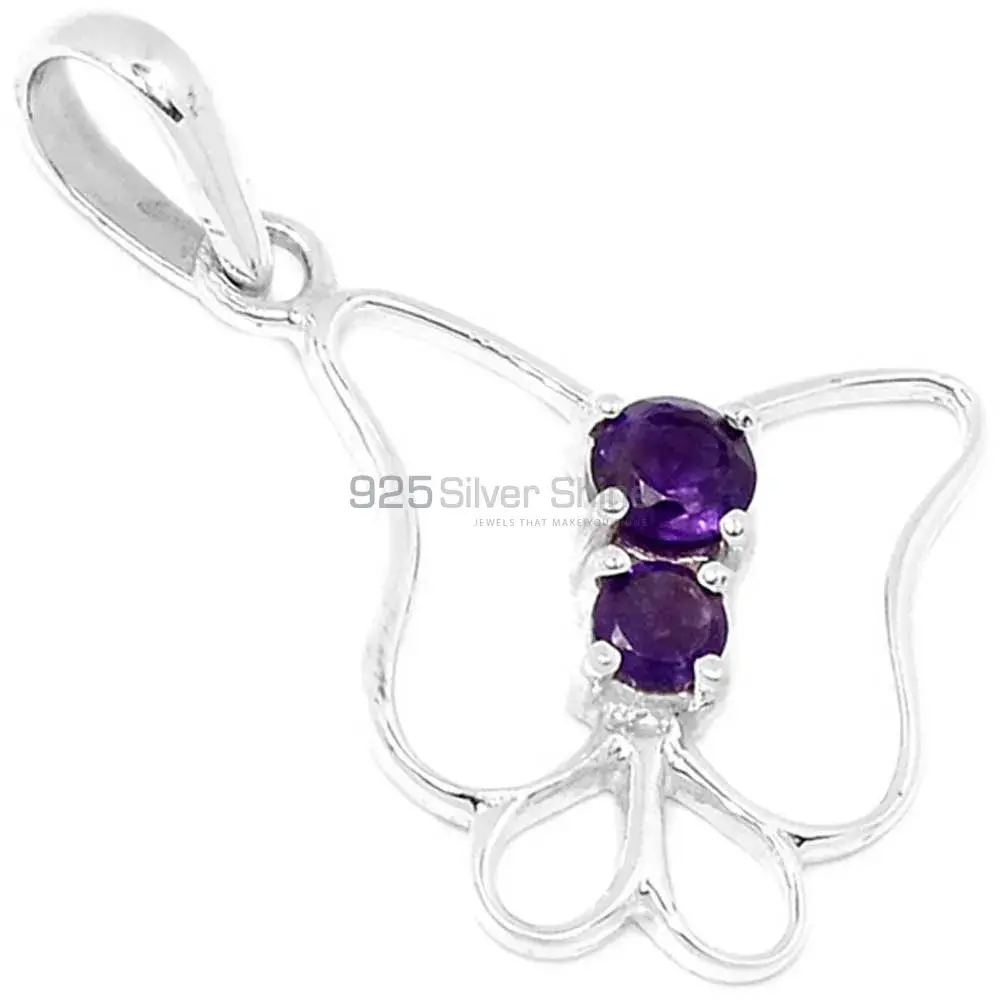 Solid Sterling Silver Pendants In Amethyst Gemstone Jewelry 925SP299-6