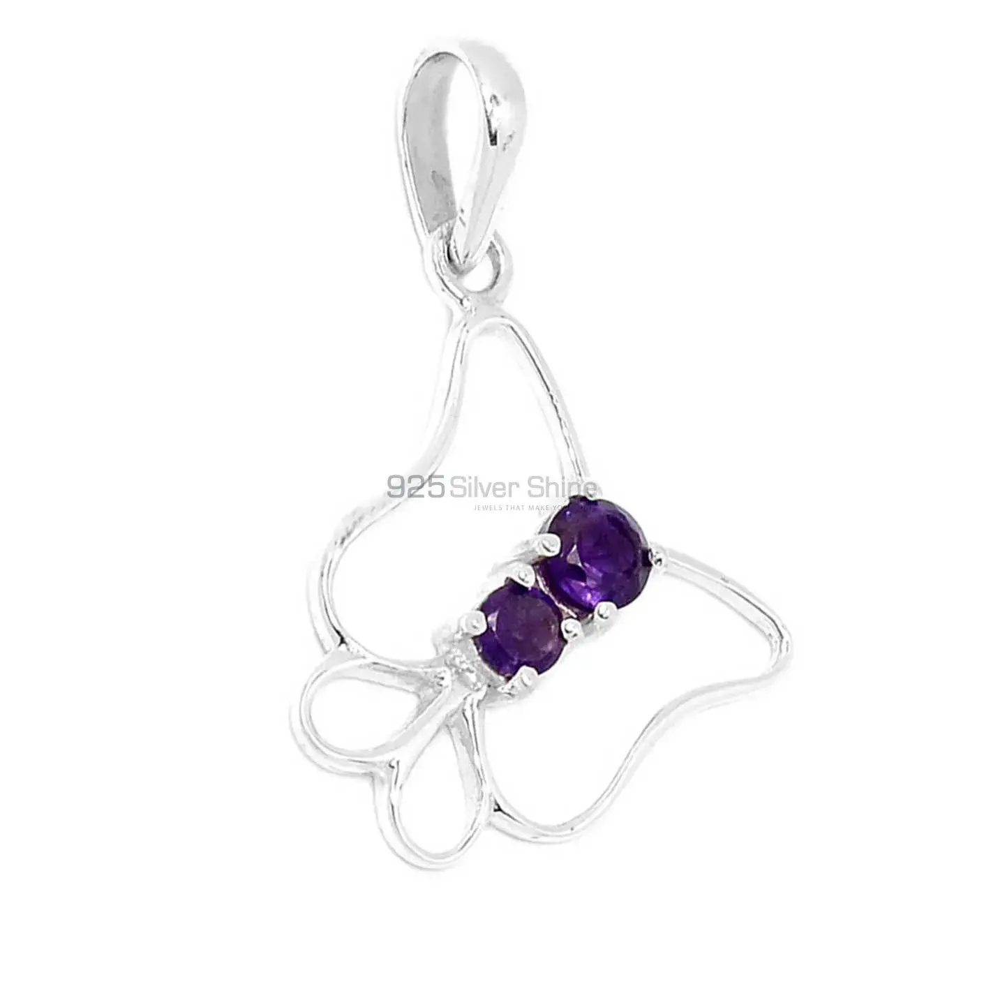 Solid Sterling Silver Pendants In Amethyst Gemstone Jewelry 925SP299-6_0