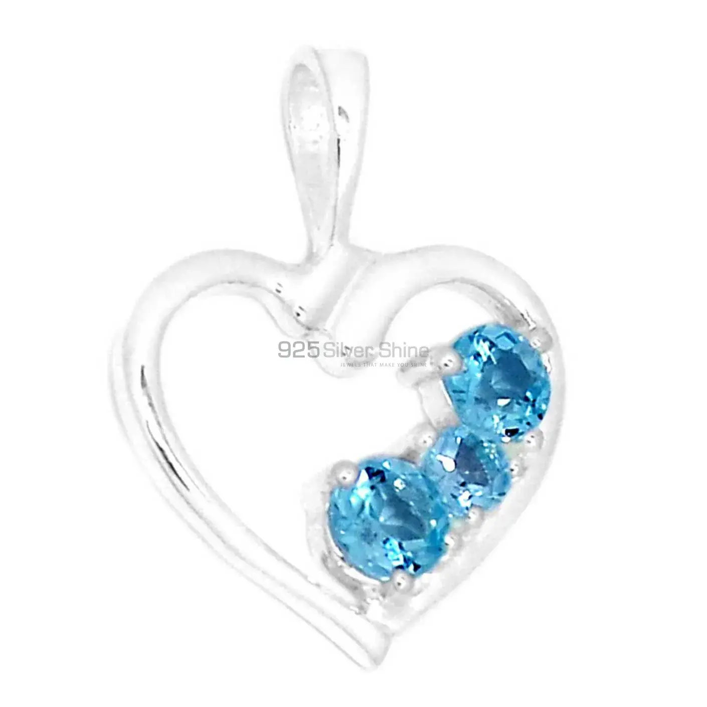 Solid Sterling Silver Pendants In Blue Topaz Gemstone Jewelry 925SP277-2_0