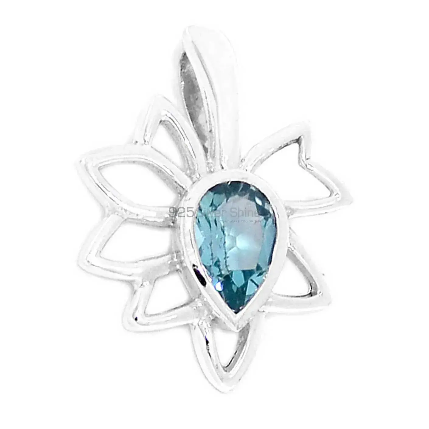 Solid Sterling Silver Pendants In Blue Topaz Gemstone Jewelry 925SP287-5_1