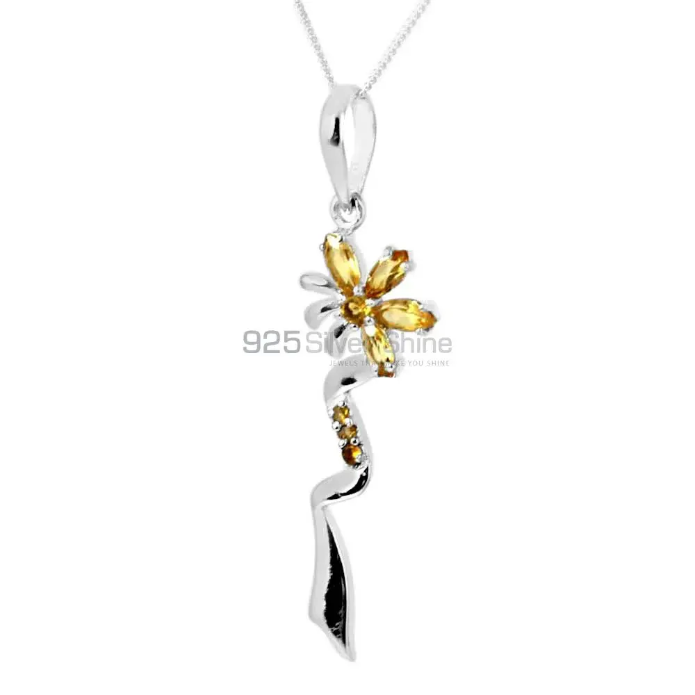 Solid Sterling Silver Pendants In Citrine Gemstone Jewelry 925SP212-6