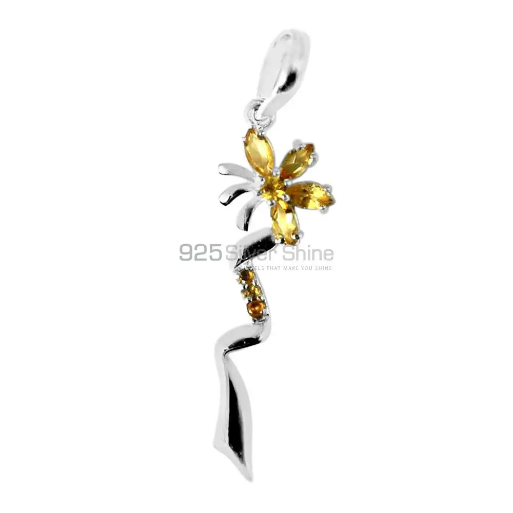 Solid Sterling Silver Pendants In Citrine Gemstone Jewelry 925SP212-6_0