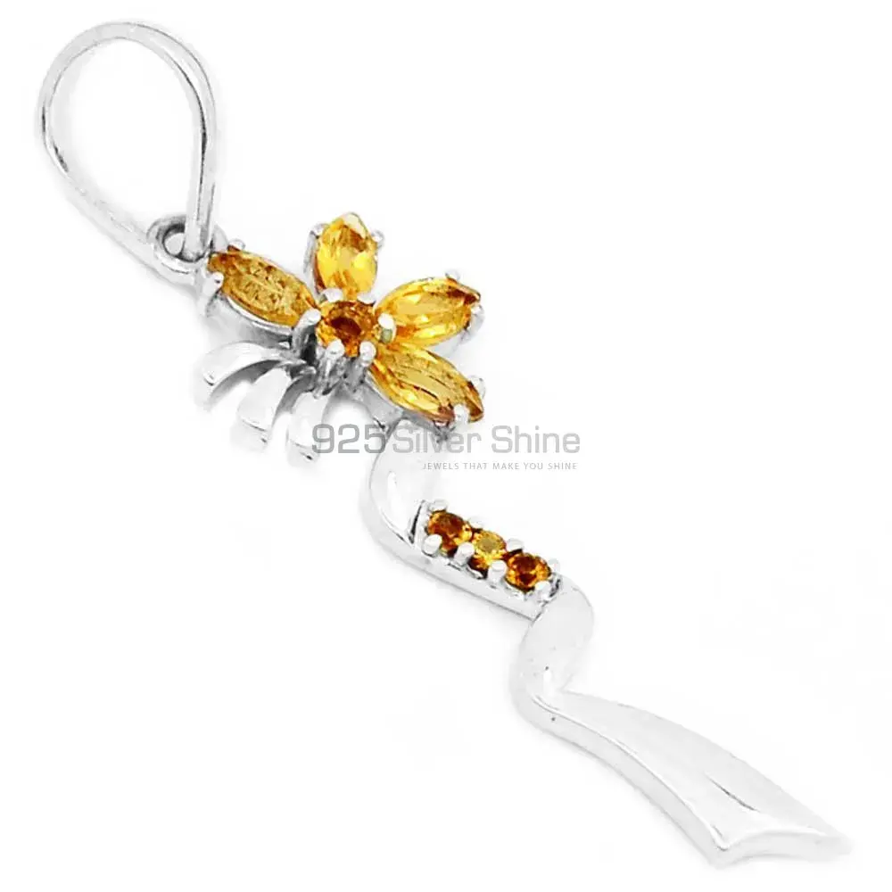 Solid Sterling Silver Top Quality Pendants In Citrine Gemstone Jewelry 925SP212-6_1