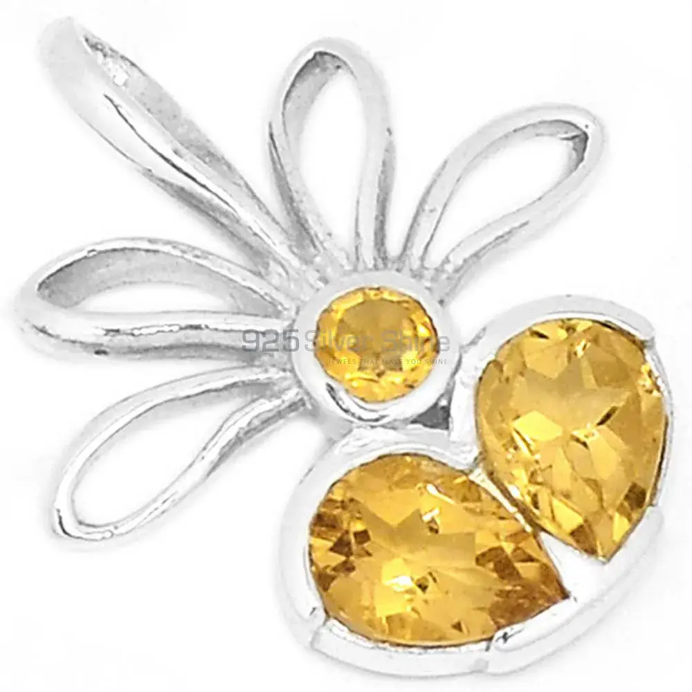 Solid Sterling Silver Pendants In Citrine Gemstone Jewelry 925SP268-3