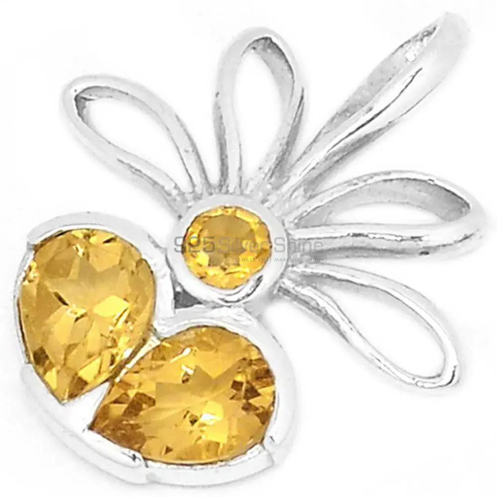 Solid Sterling Silver Pendants In Citrine Gemstone Jewelry 925SP268-3_0