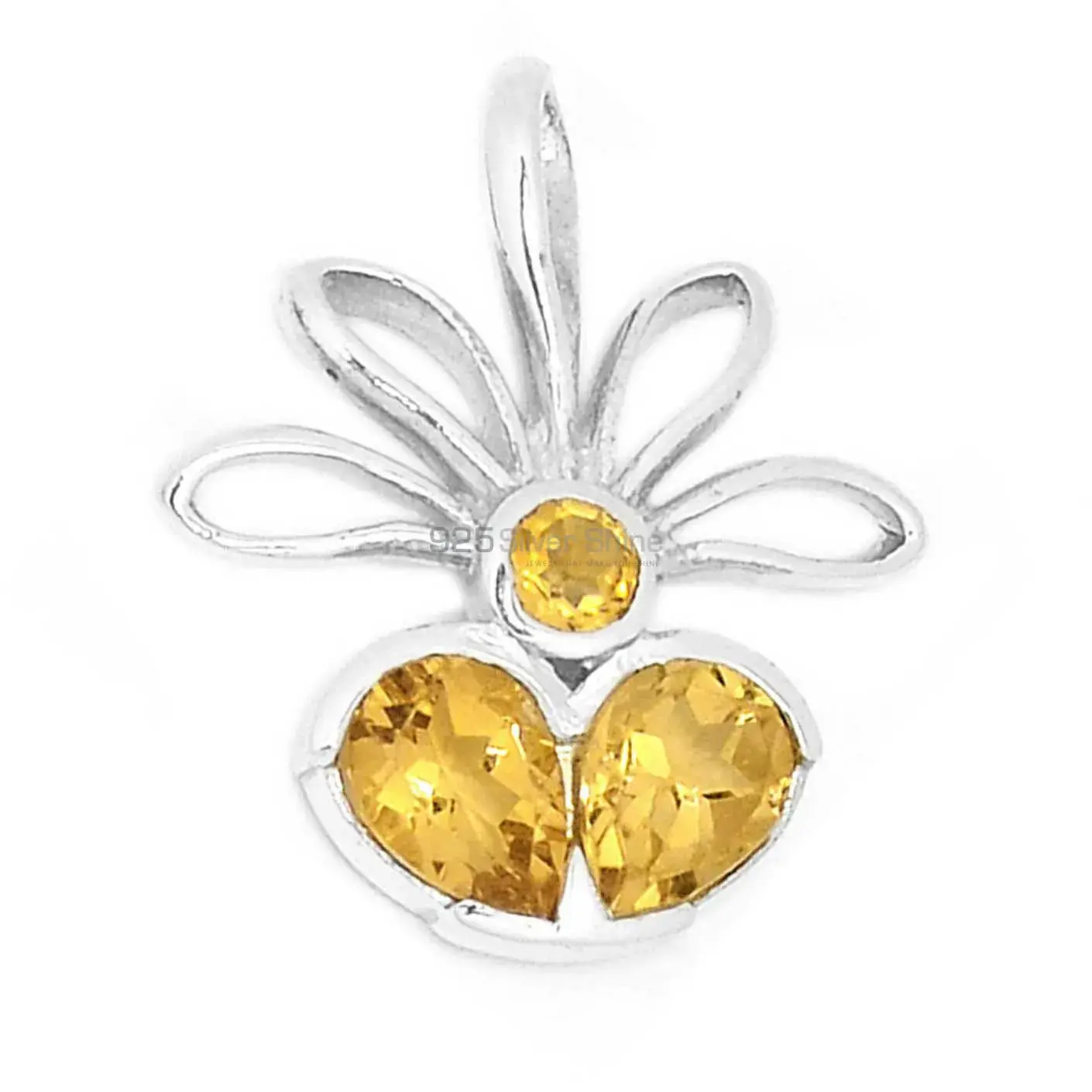 Solid Sterling Silver Pendants In Citrine Gemstone Jewelry 925SP268-3_1