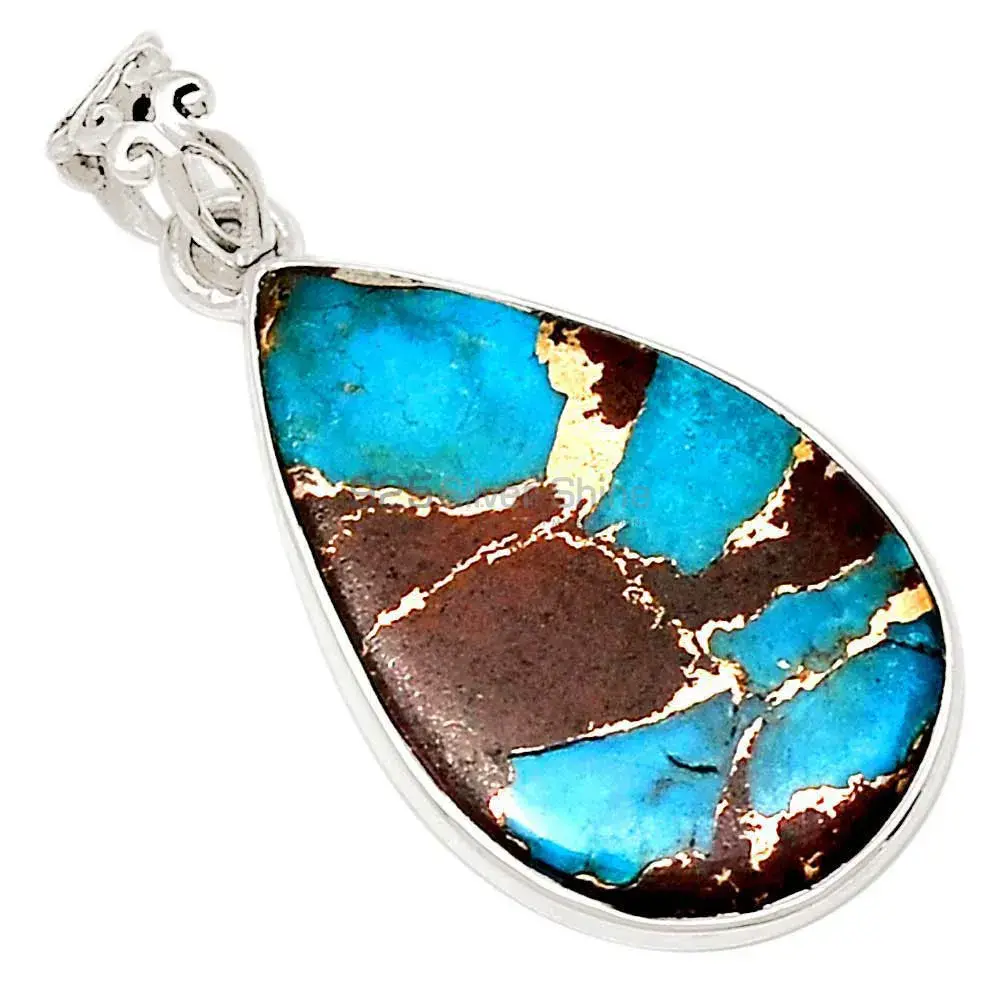 Solid Sterling Silver Top Quality Pendants In Copper Turquoise Gemstone Jewelry 925SP190-1_5