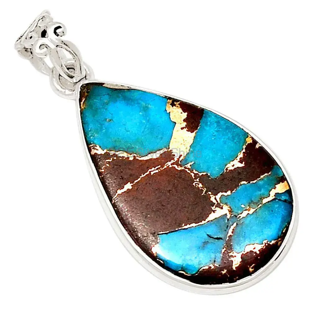 Solid Sterling Silver Pendants In Copper Turquoise Gemstone Jewelry 925SP190-1_6