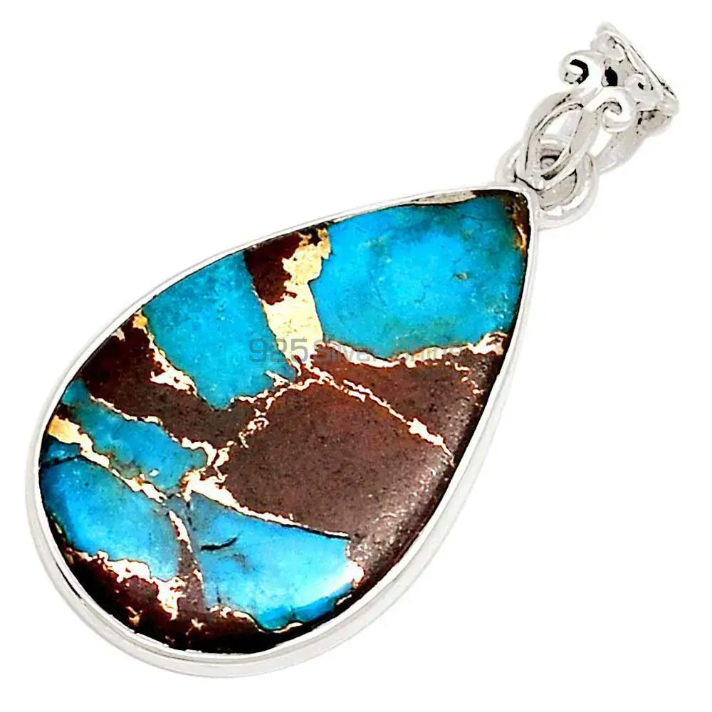 Solid Sterling Silver Pendants In Copper Turquoise Gemstone Jewelry 925SP190-1_7
