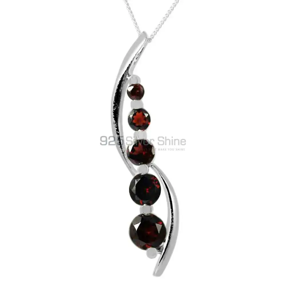 Solid Sterling Silver Pendants In Garnet Gemstone Jewelry 925SP261-2_0