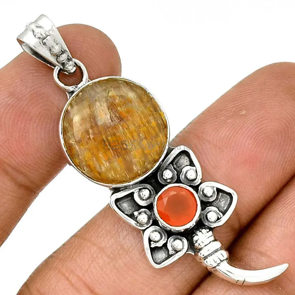 Solid Sterling Silver Pendants In Multi Gemstone Jewelry 925SP084-2_1