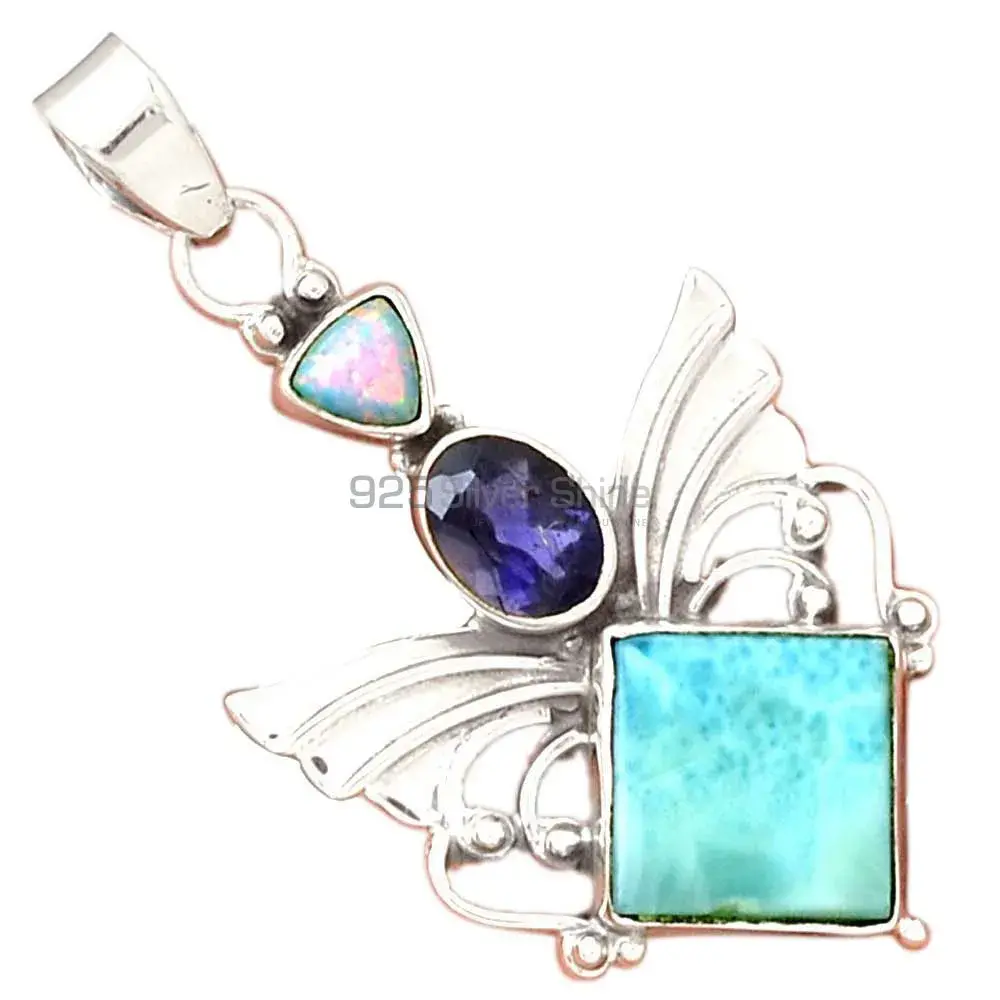 Solid Sterling Silver Pendants In Multi Gemstone Jewelry 925SP094-3_0