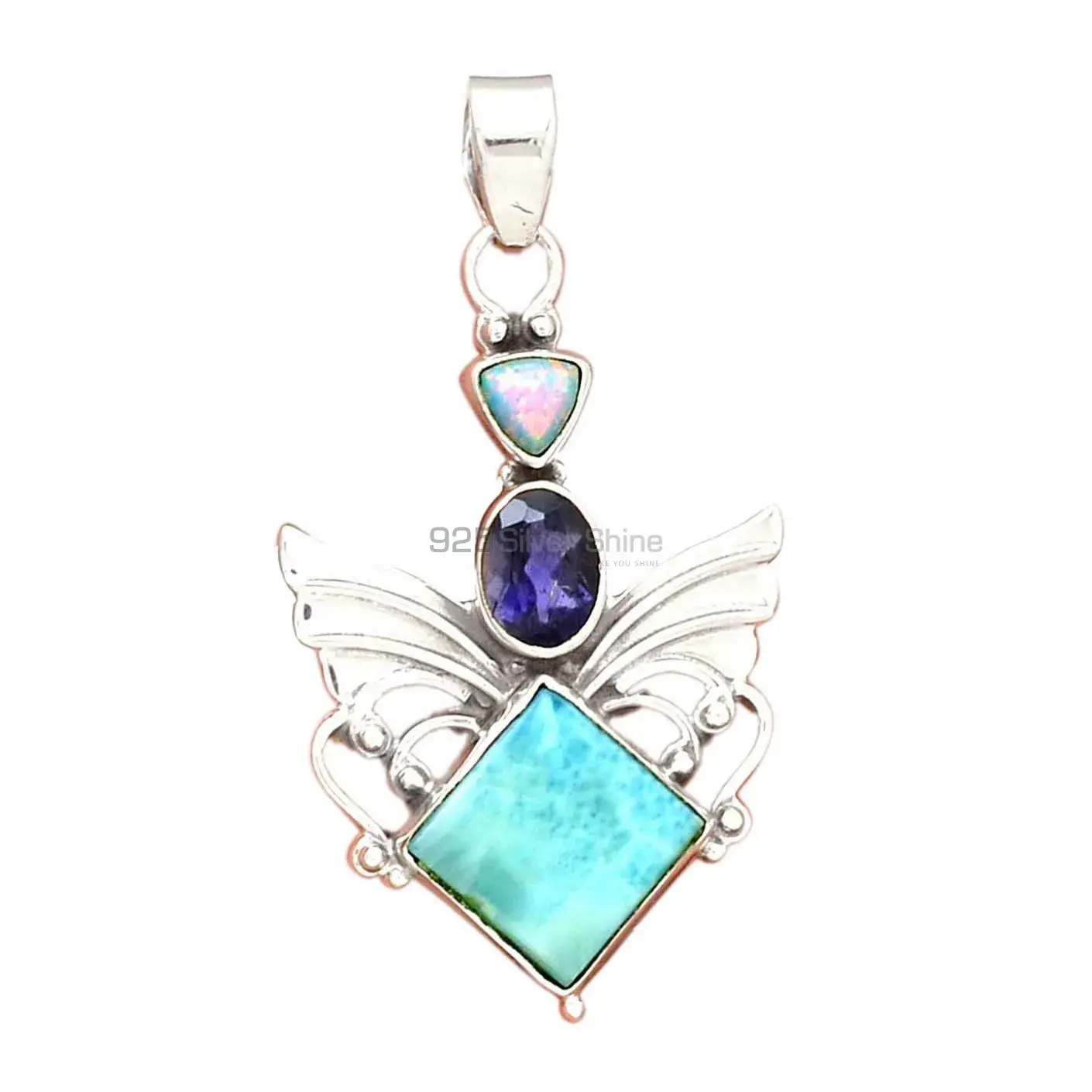 Solid Sterling Silver Pendants In Multi Gemstone Jewelry 925SP094-3_2