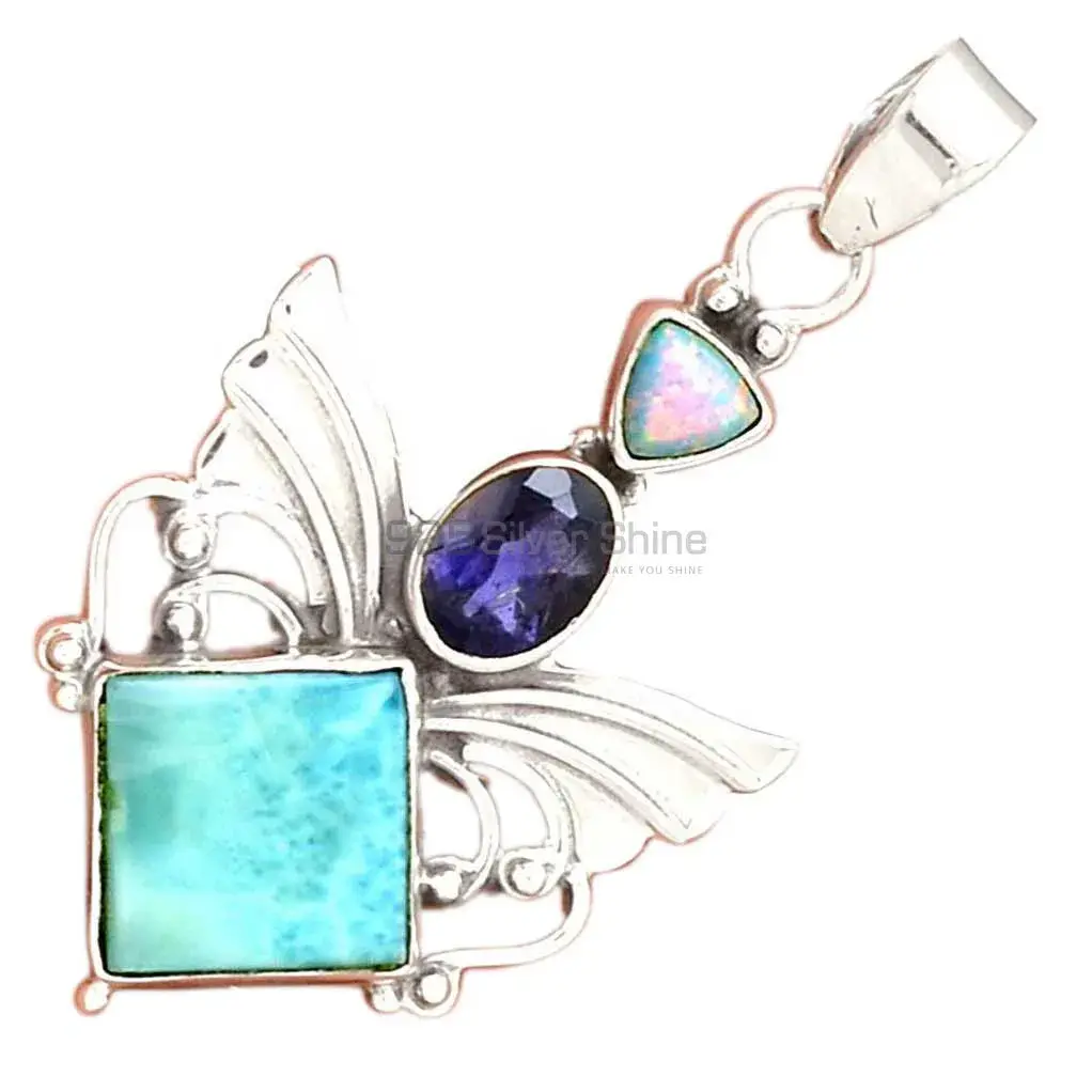 Solid Sterling Silver Pendants In Multi Gemstone Jewelry 925SP094-3_3