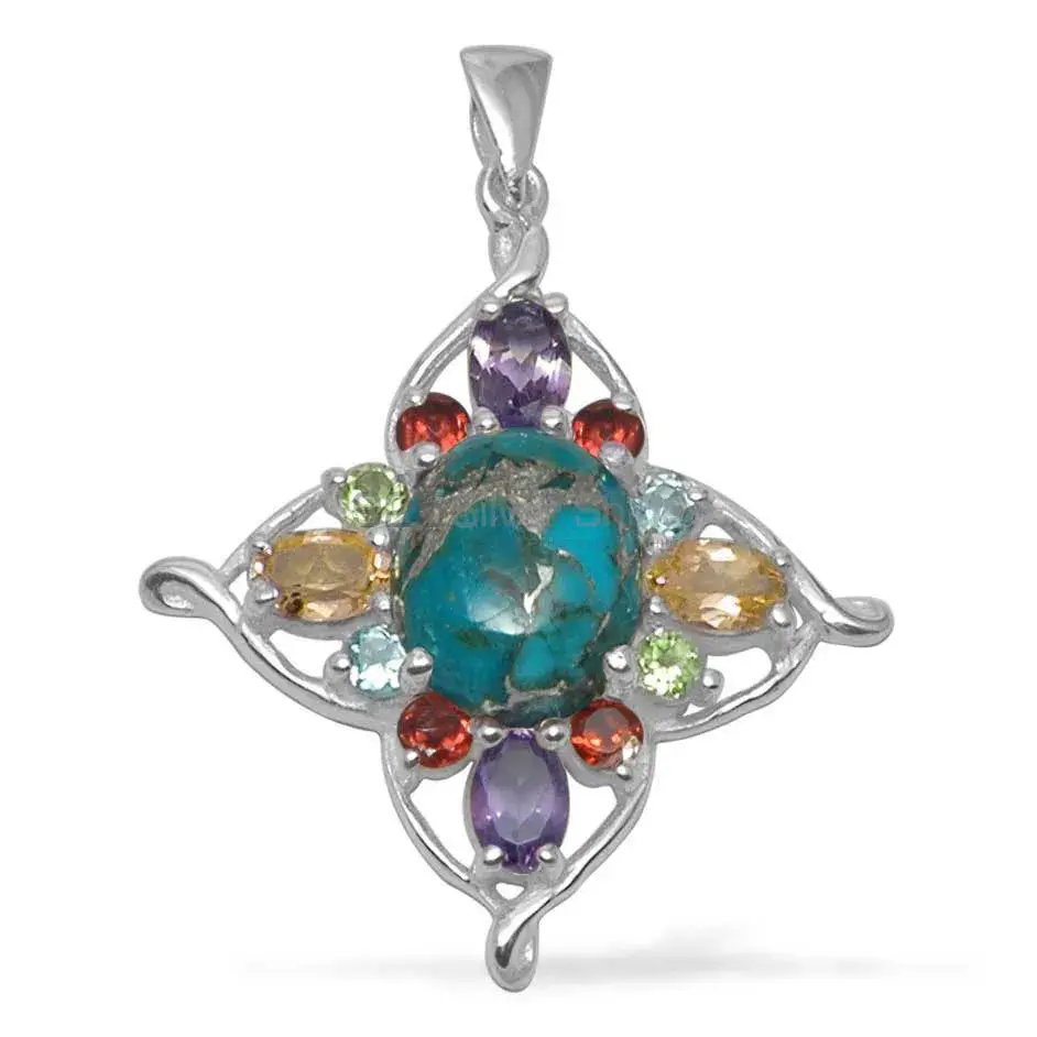 Solid Sterling Silver Pendants In Multi Gemstone Jewelry 925SP1467_0