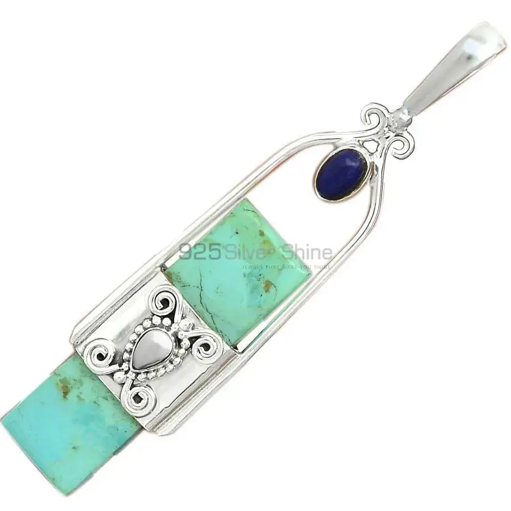 Solid Sterling Silver Top Quality Pendants In Multi Gemstone Jewelry 925SP61-2