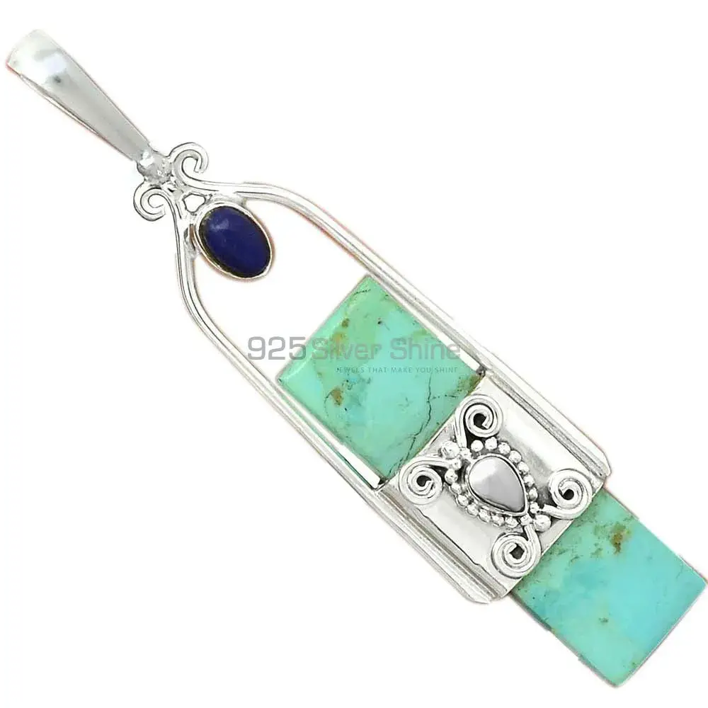 Solid Sterling Silver Top Quality Pendants In Multi Gemstone Jewelry 925SP61-2_1