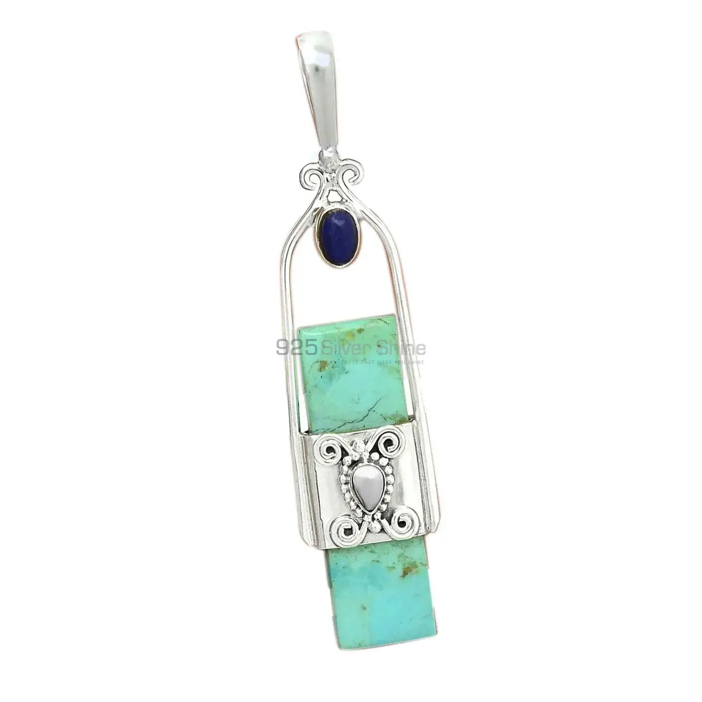 Solid Sterling Silver Pendants In Multi Gemstone Jewelry 925SP61-2_3