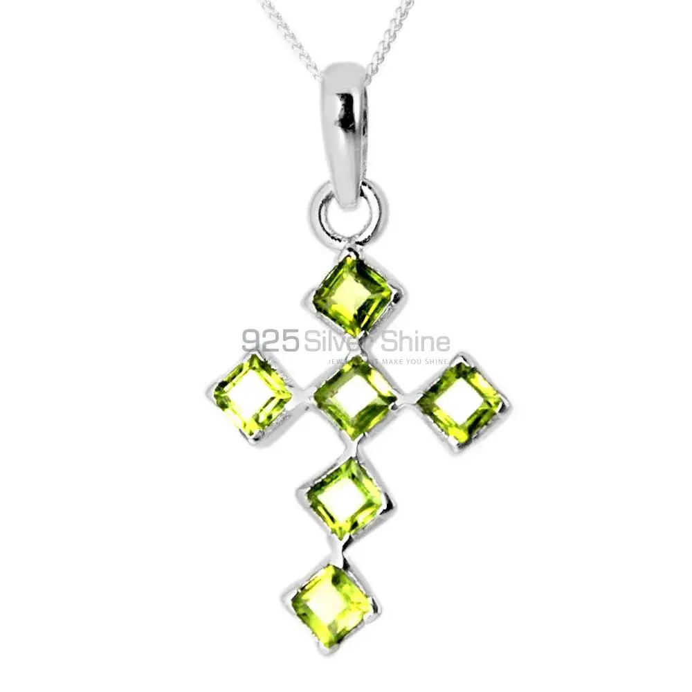 Solid Sterling Silver Top Quality Pendants In Peridot Gemstone Jewelry 925SP228-6