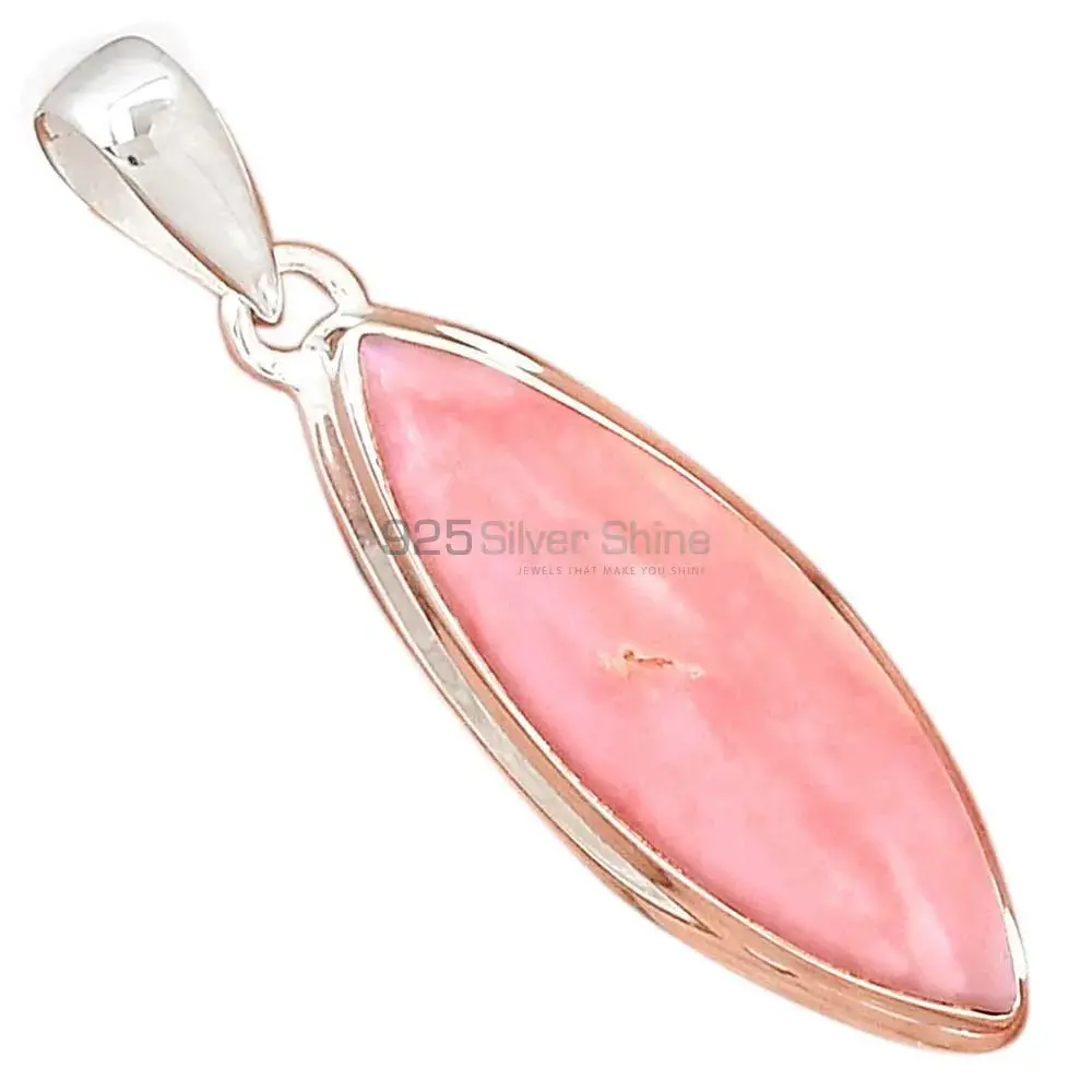 Solid Sterling Silver Pendants In Pink Opal Gemstone Jewelry 925SP145_0