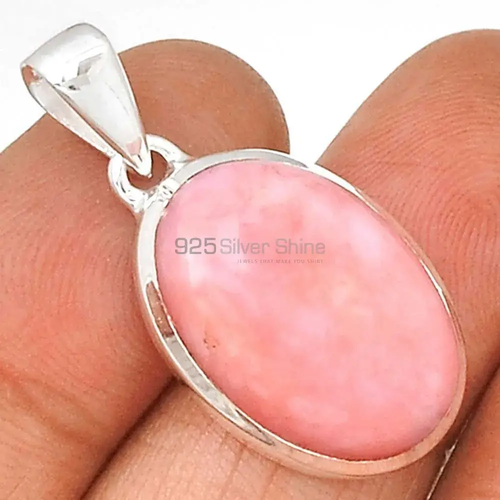 Solid Sterling Silver Pendants In Pink Opal Gemstone Jewelry 925SP145_1