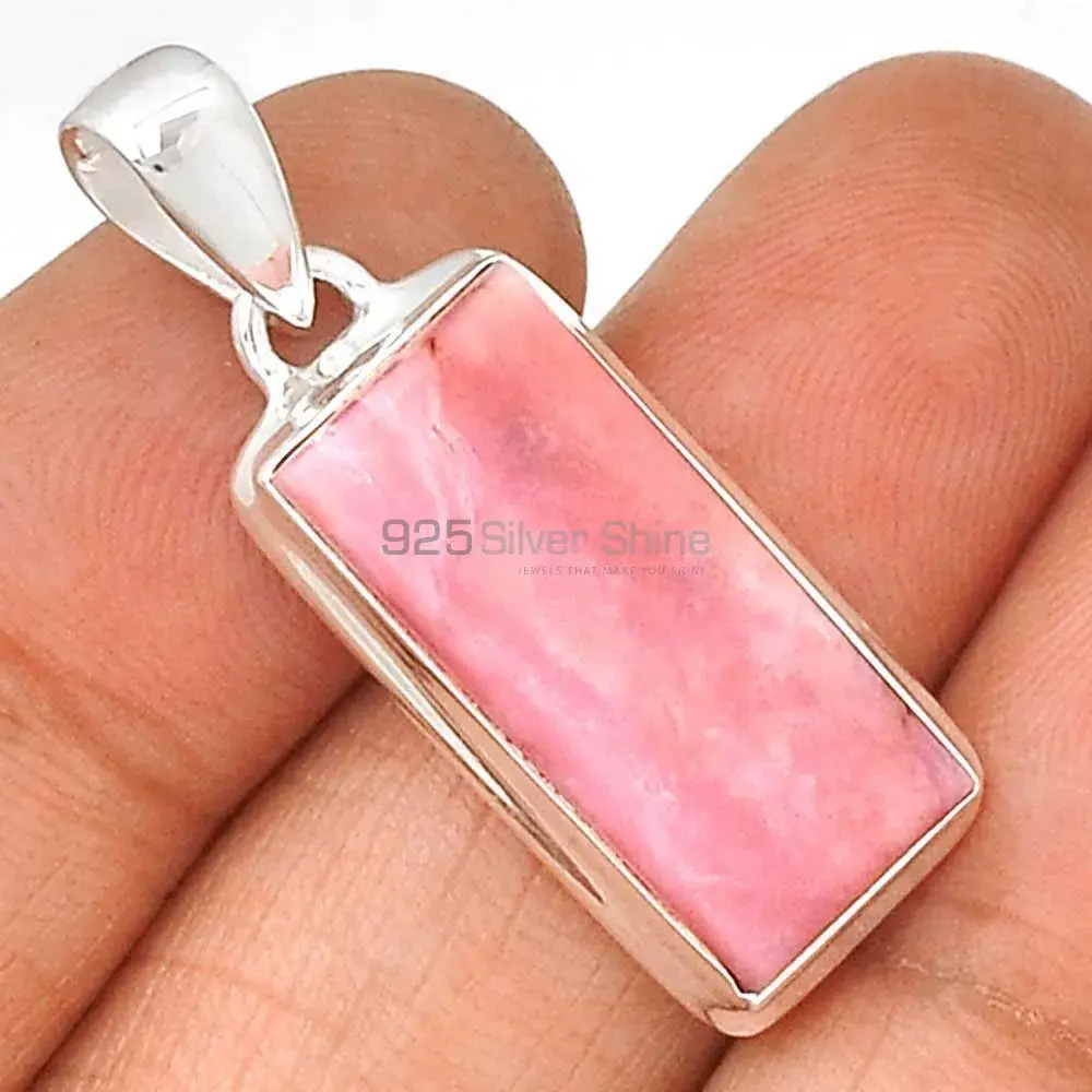 Solid Sterling Silver Pendants In Pink Opal Gemstone Jewelry 925SP145_2