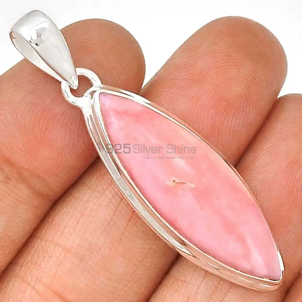 Solid Sterling Silver Pendants In Pink Opal Gemstone Jewelry 925SP145_3