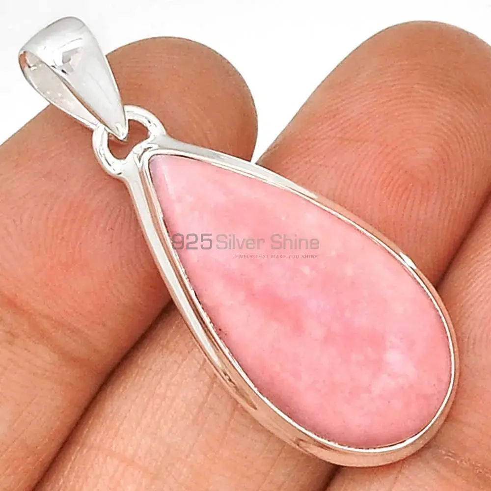 Solid Sterling Silver Pendants In Pink Opal Gemstone Jewelry 925SP145_4