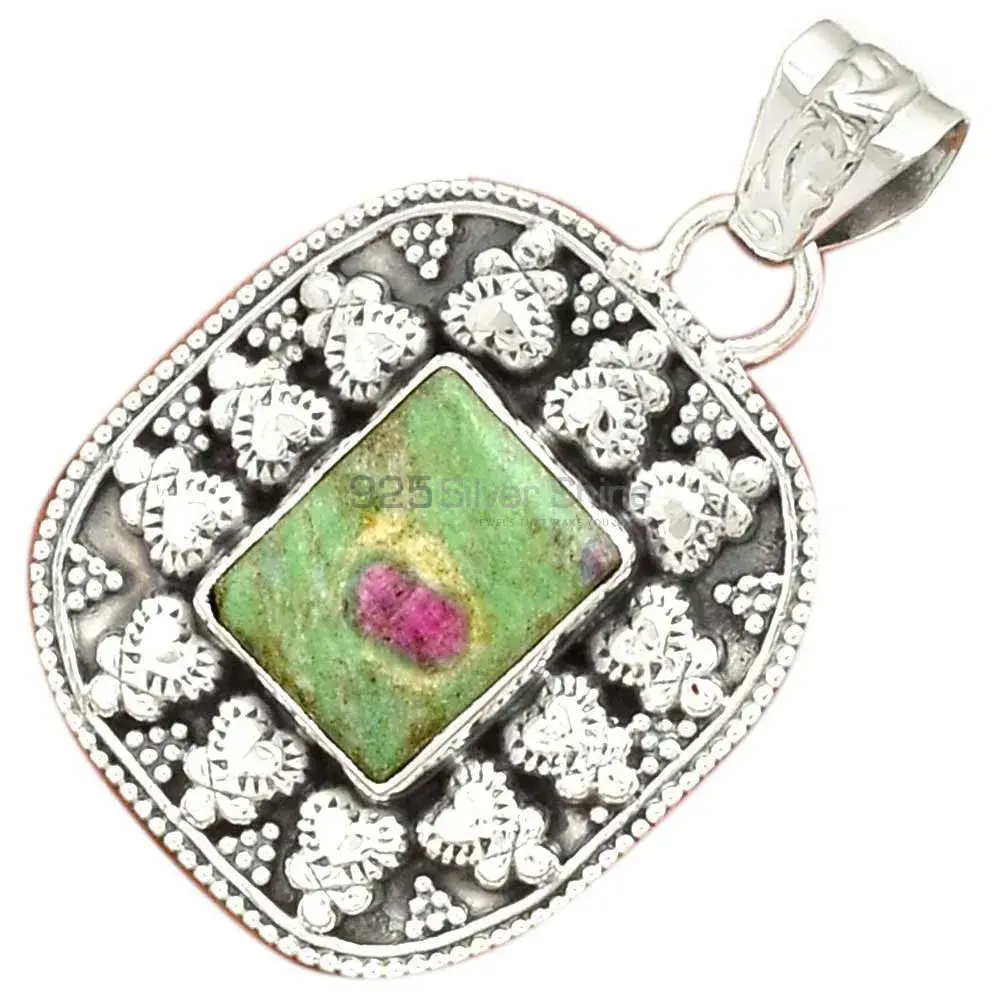 Solid Sterling Silver Top Quality Pendants In Ruby Zoisite Gemstone Jewelry 925SP073-1_2