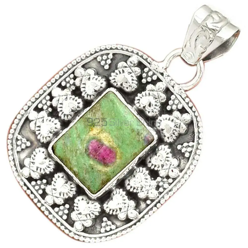 Solid Sterling Silver Pendants In Ruby Zoisite Gemstone Jewelry 925SP073-1_3