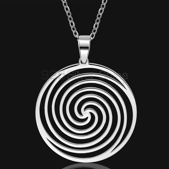 Spiral Torus Vortex Plain Silver Pendant For Necklace SMMN570