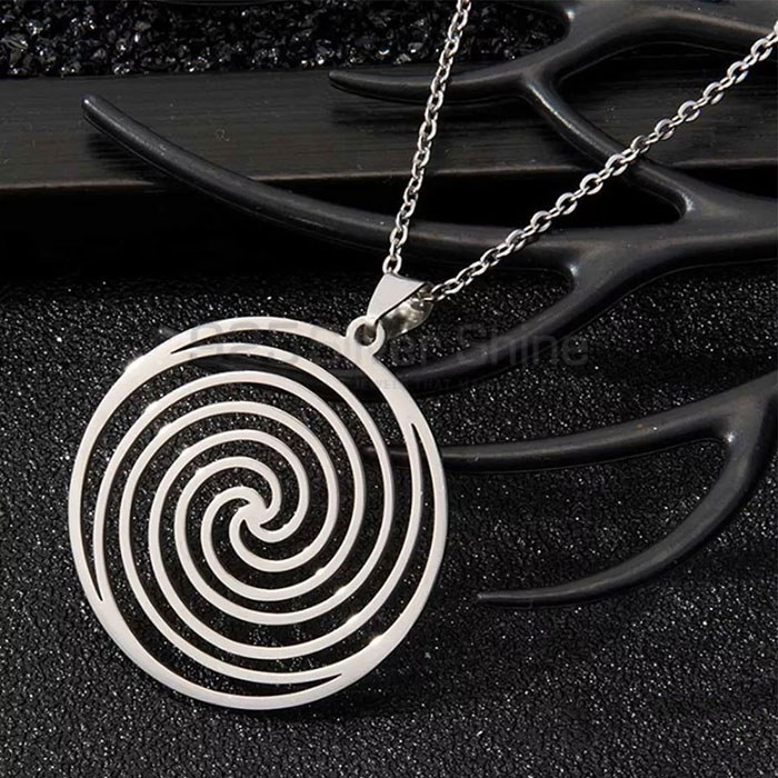 Spiral Torus Vortex Plain Silver Pendant For Necklace SMMN570_0