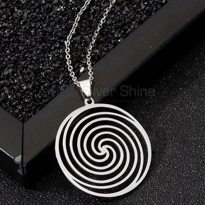 Spiral Torus Vortex Plain Silver Pendant For Necklace SMMN570_1