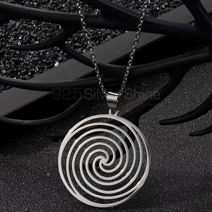 Spiral Torus Vortex Plain Silver Pendant For Necklace SMMN570_2