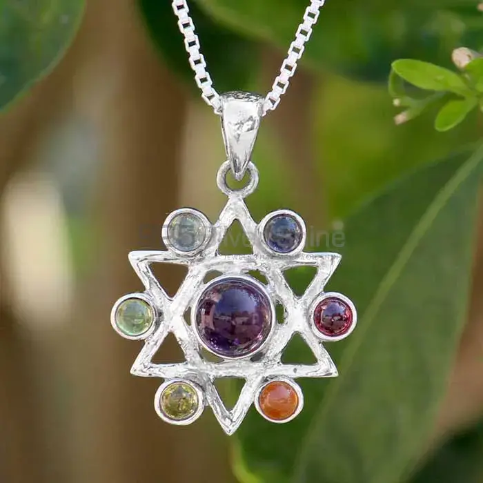 Star Mandala Chakra Pendant With Sterling Silver Jewelry SSCP111