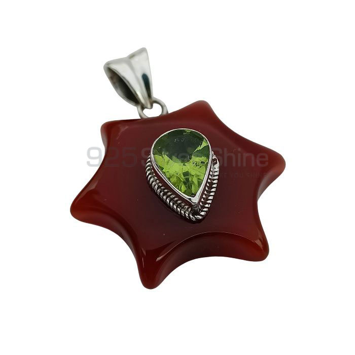 Star Red Onyx Gemstone Pendant In Sterling Silver 925NSP18