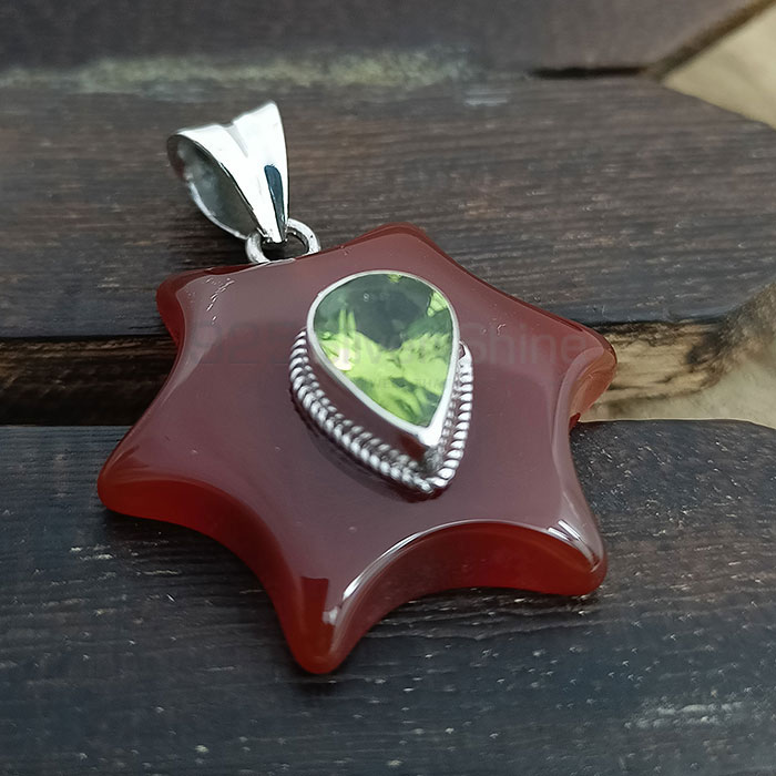 Star Red Onyx Gemstone Pendant In Sterling Silver 925NSP18_2