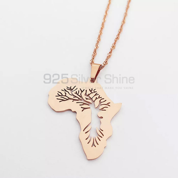 Sterling Silver Africa Map With Tree Branches Necklace MPMN364_0