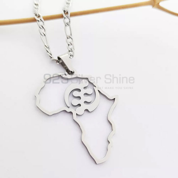 Sterling Silver African Map Adinkra Necklace MPMN358