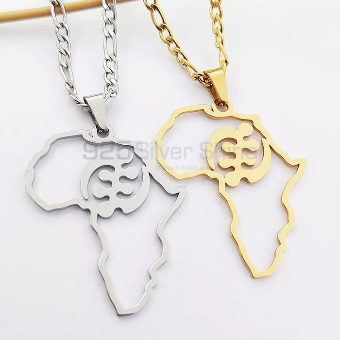 Sterling Silver African Map Adinkra Necklace MPMN358_0