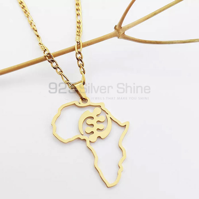 Sterling Silver African Map Adinkra Necklace MPMN358_1