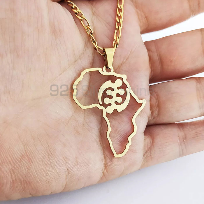 Sterling Silver African Map Adinkra Necklace MPMN358_2